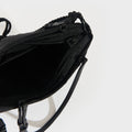 Floral-Beaded Nylon Bag in Black