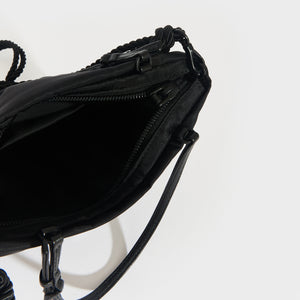 PRADA Floral-Beaded Nylon Bag in Black