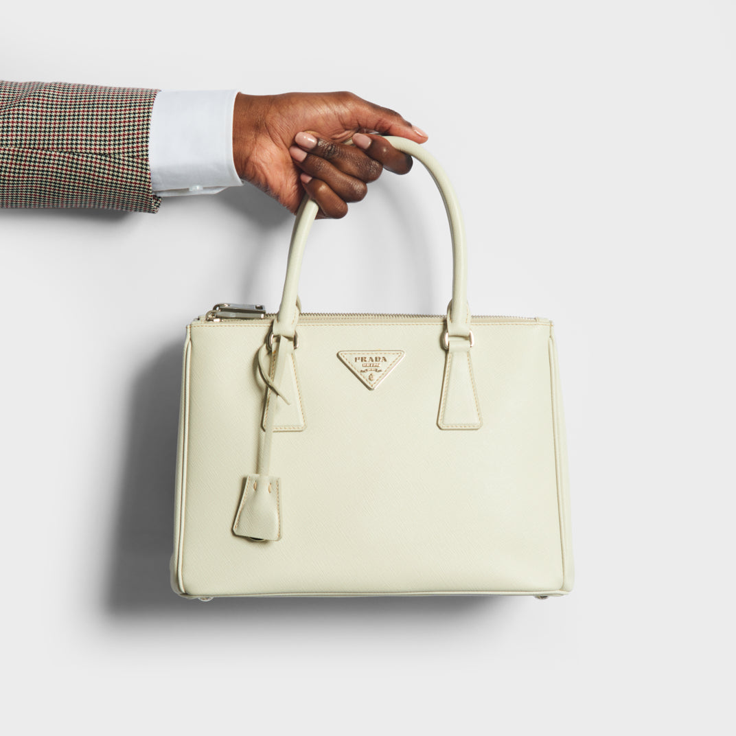 PRADA Saffiano Lux Mini Promenade Tote White 1269999