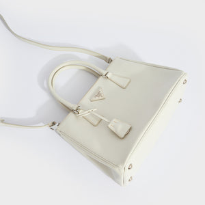 PRADA Galleria Tote in White Saffiano Leather