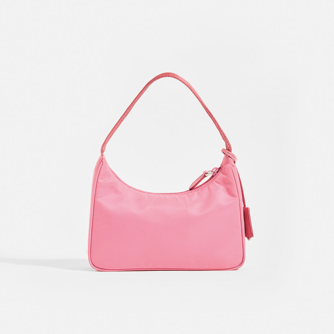 PRADA Hobo Bag in Pink Nylon Rear View