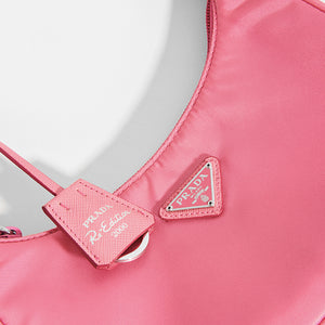 PRADA Hobo Bag in Pink Nylon Close Up