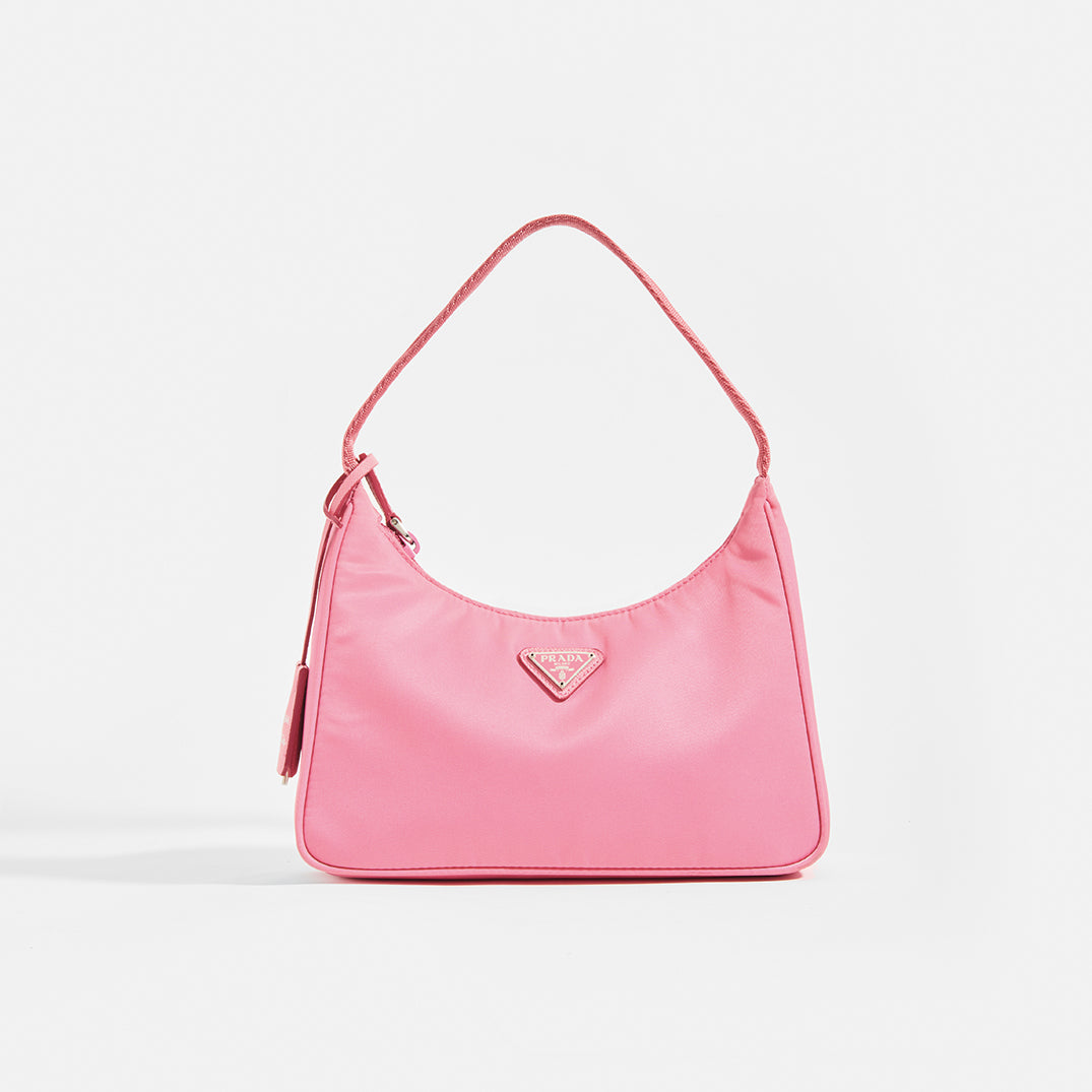 PRADA Re-Edition Hobo Bag in Pink Nylon