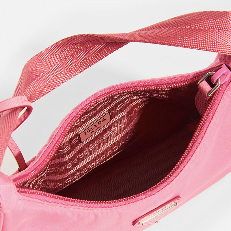 PRADA Hobo Bag in Pink Nylon Interior