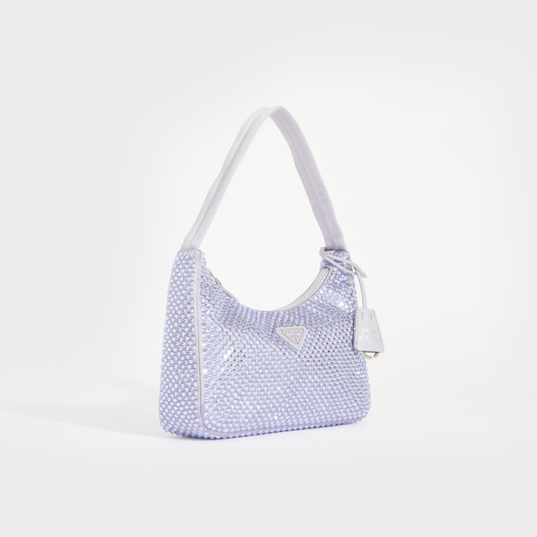 PRADA Hobo Re-Edition 2000 Nylon with Crystals in Glicine