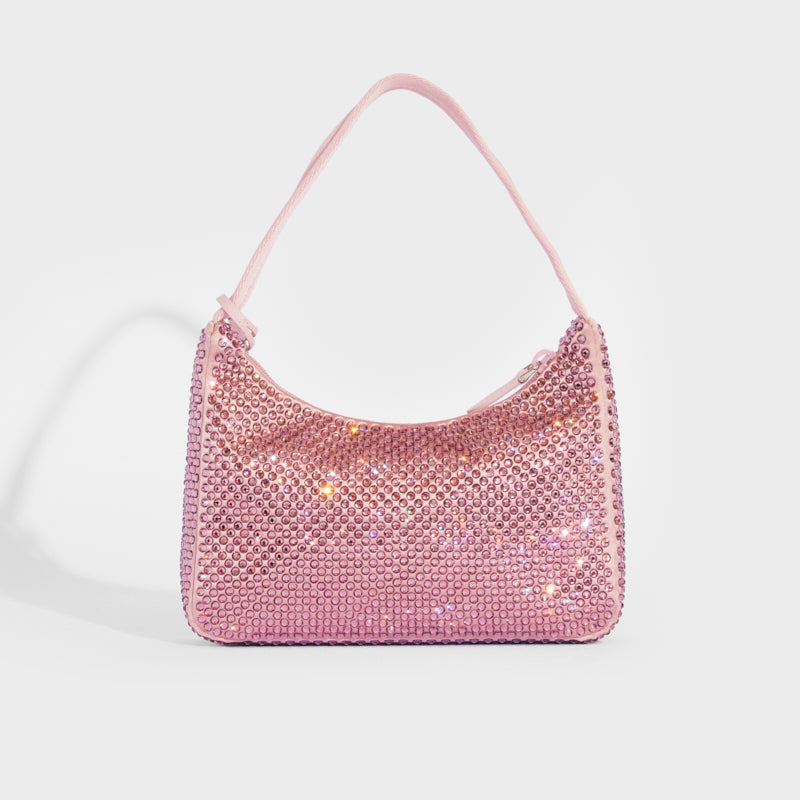 PRADA Hobo Re-Edition 2000 Nylon with Crystals in Pink
