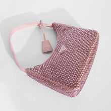 Load image into Gallery viewer, PRADA Hobo Re-Edition 2000 Nylon with Crystals in Pink