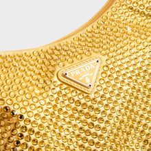 Load image into Gallery viewer, PRADA Hobo Re-Edition 2000 Nylon with Crystals in Yellow