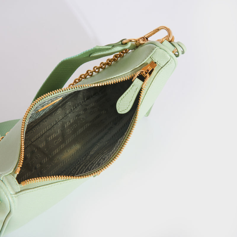 Hobo Re-edition 2005 Saffiano Leather Crossbody in Aqua