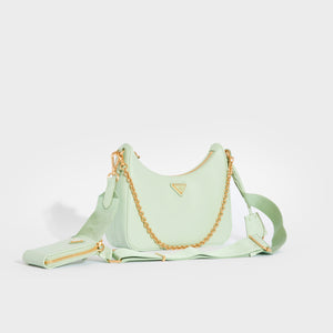 PRADA Hobo Re-edition 2005 Saffiano Leather Crossbody in Aqua