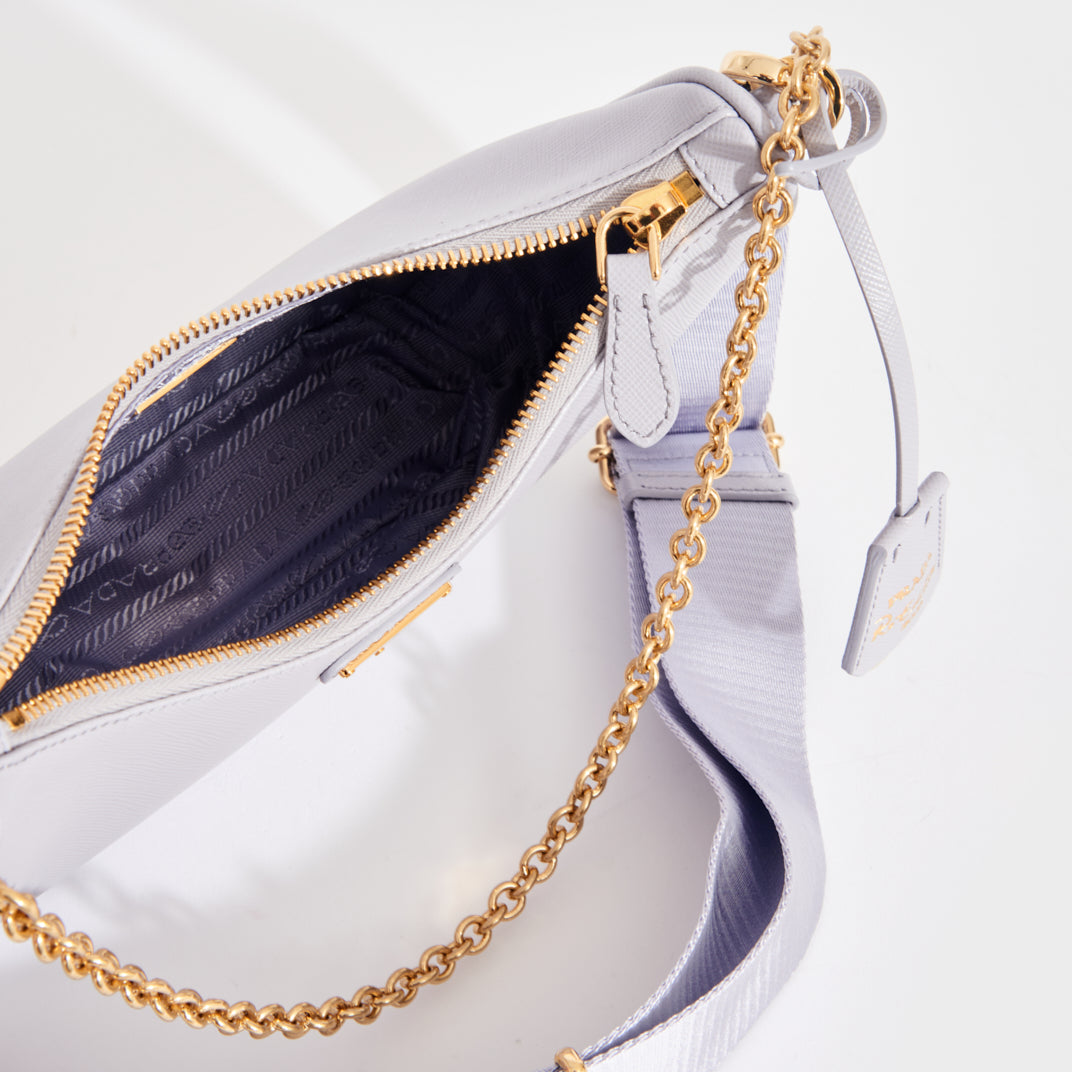 PRADA Hobo Re-edition 2005 Saffiano Leather Crossbody in Wisteria