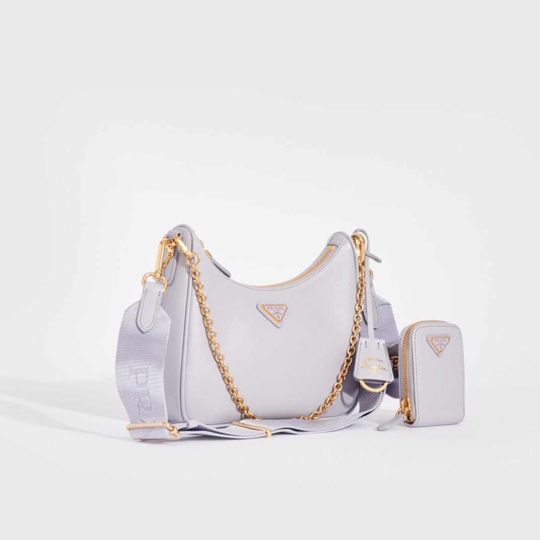 PRADA Hobo Re-edition 2005 Saffiano Leather Crossbody in Wisteria
