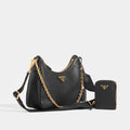 PRADA Hobo re-edition crossbody 2005 saffiano in Black Side