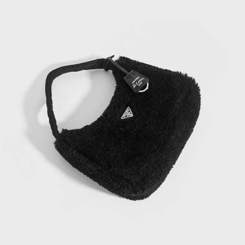 PRADA Re-Edition 2000 Shearling Shoulder Bag in Black