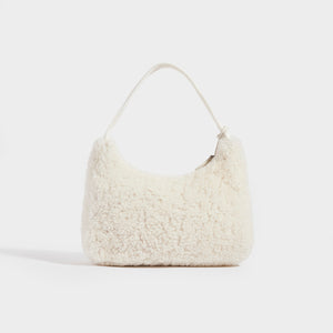 PRADA Re-Edition 2000 Shearling Shoulder Bag in White