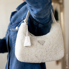 Load image into Gallery viewer, PRADA Re-Edition 2000 Shearling Shoulder Bag in White