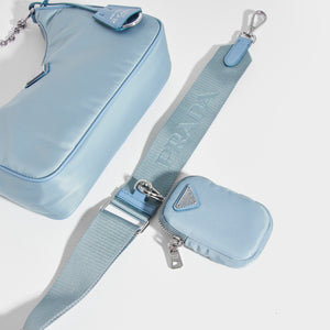 PRADA Hobo Re-edition 2005 Nylon Crossbody in Astral Blue