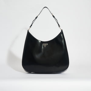 PRADA Large Cleo Brushed Leather Shoulder Bag in Black ReSale