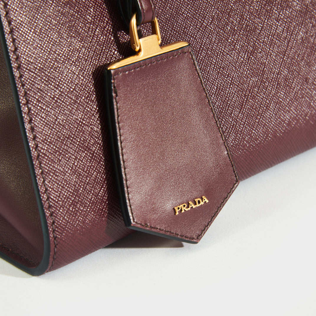 Large Galleria Tote in Bordeaux Saffiano Leather