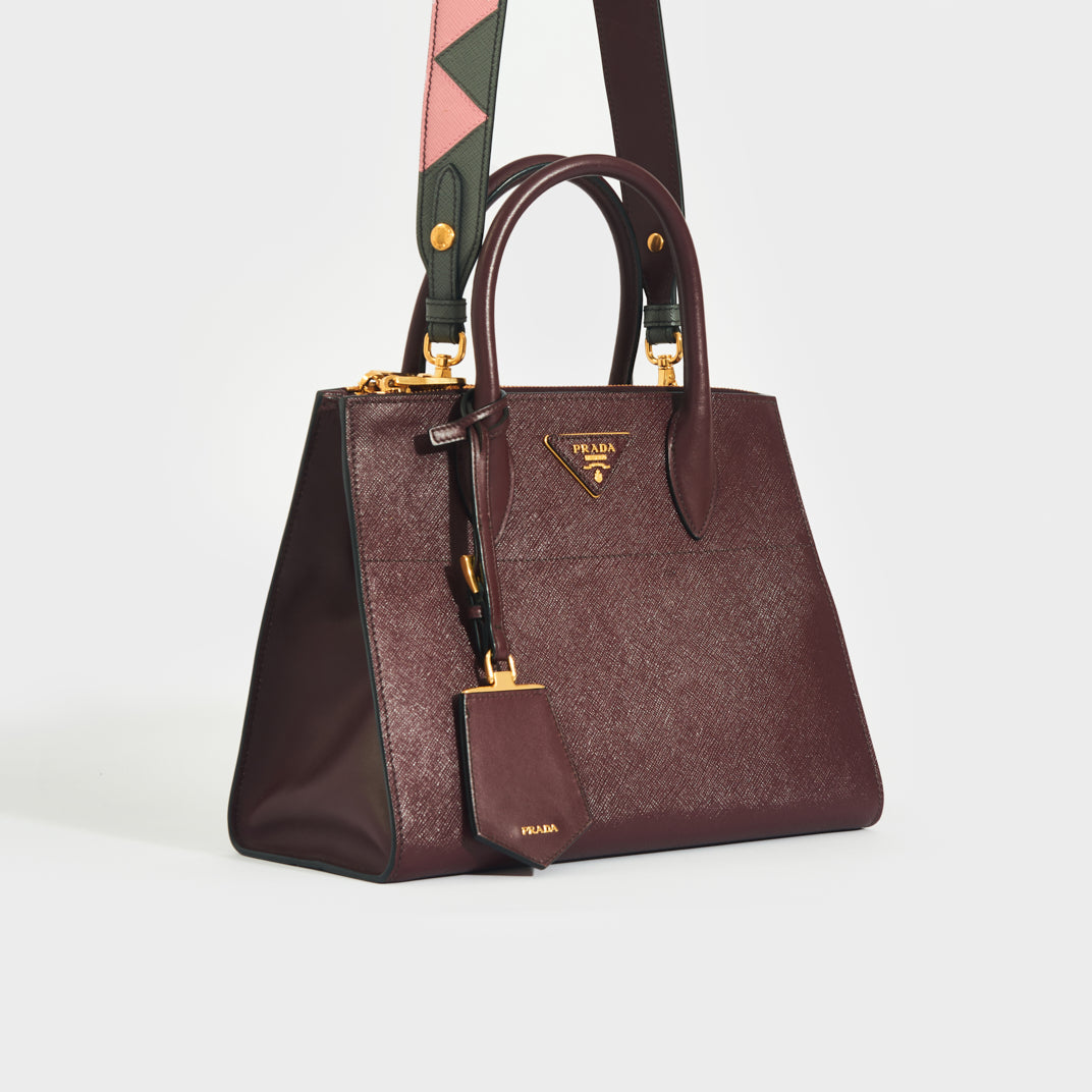 Large Galleria Tote in Bordeaux Saffiano Leather