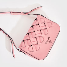 Load image into Gallery viewer, PRADA Large Woven Motif Leather Shoulder Bag in Pink