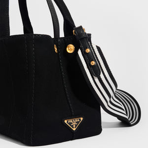 Small Canvas Tote in Black - Prada