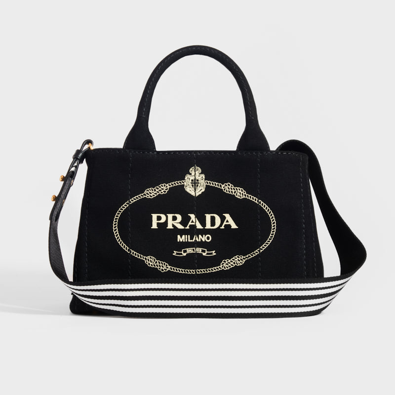 PRADA Logo Printed Canvas Tote Bag