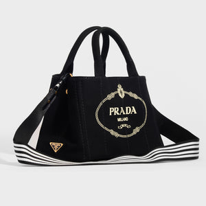 PRADA Logo Printed Canvas Tote Bag