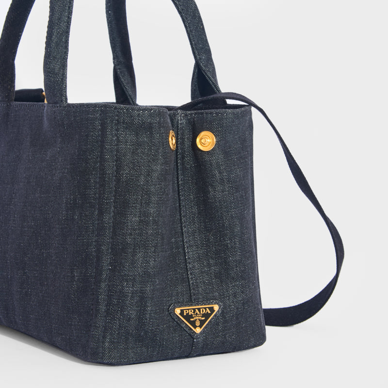 Logo Printed Denim Tote Bag