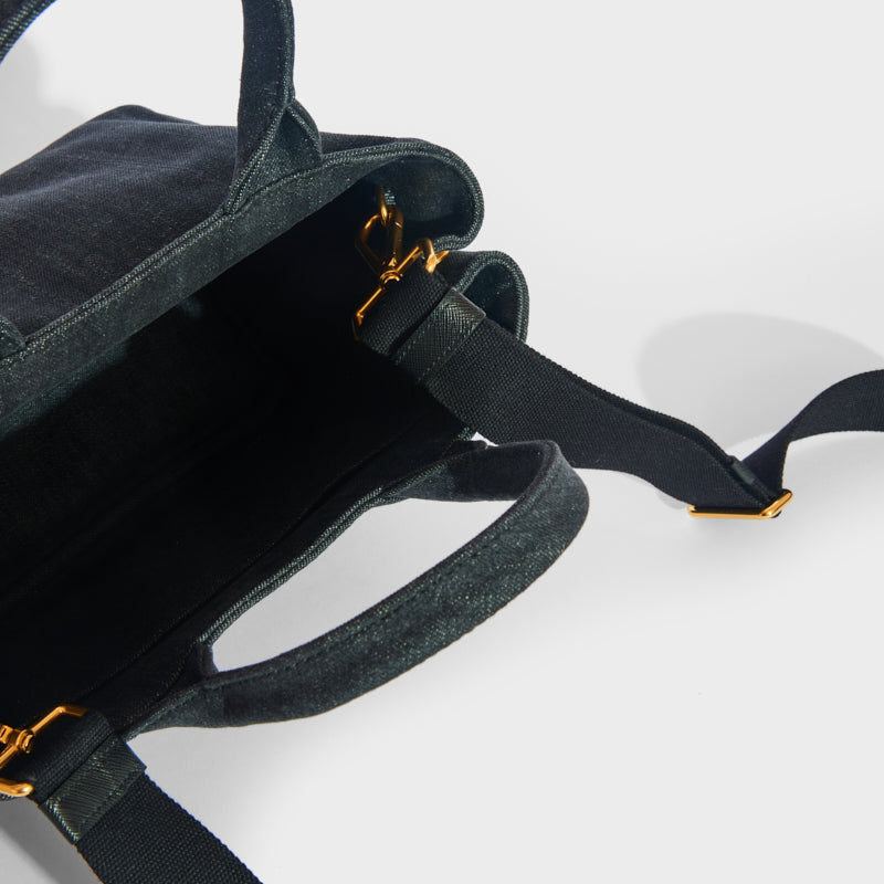 Logo Printed Denim Tote Bag