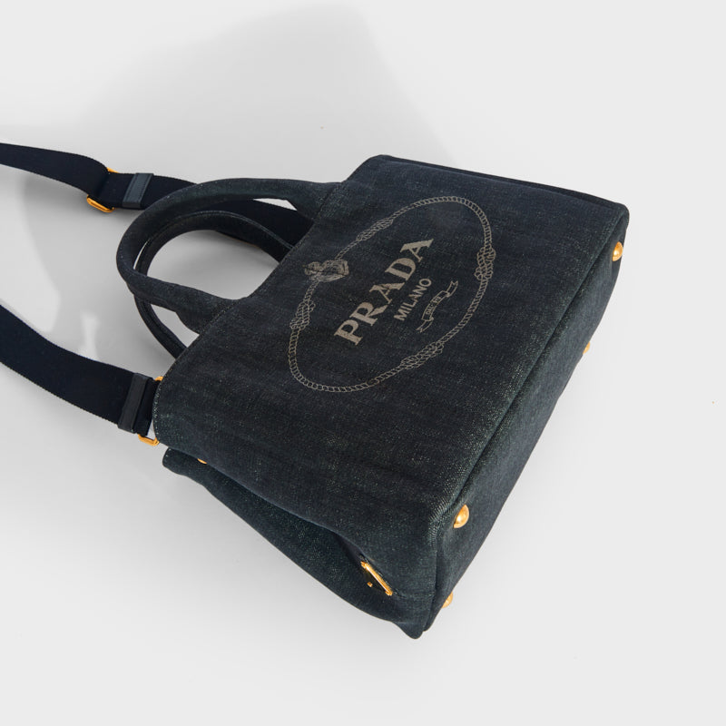 Logo Printed Denim Tote Bag