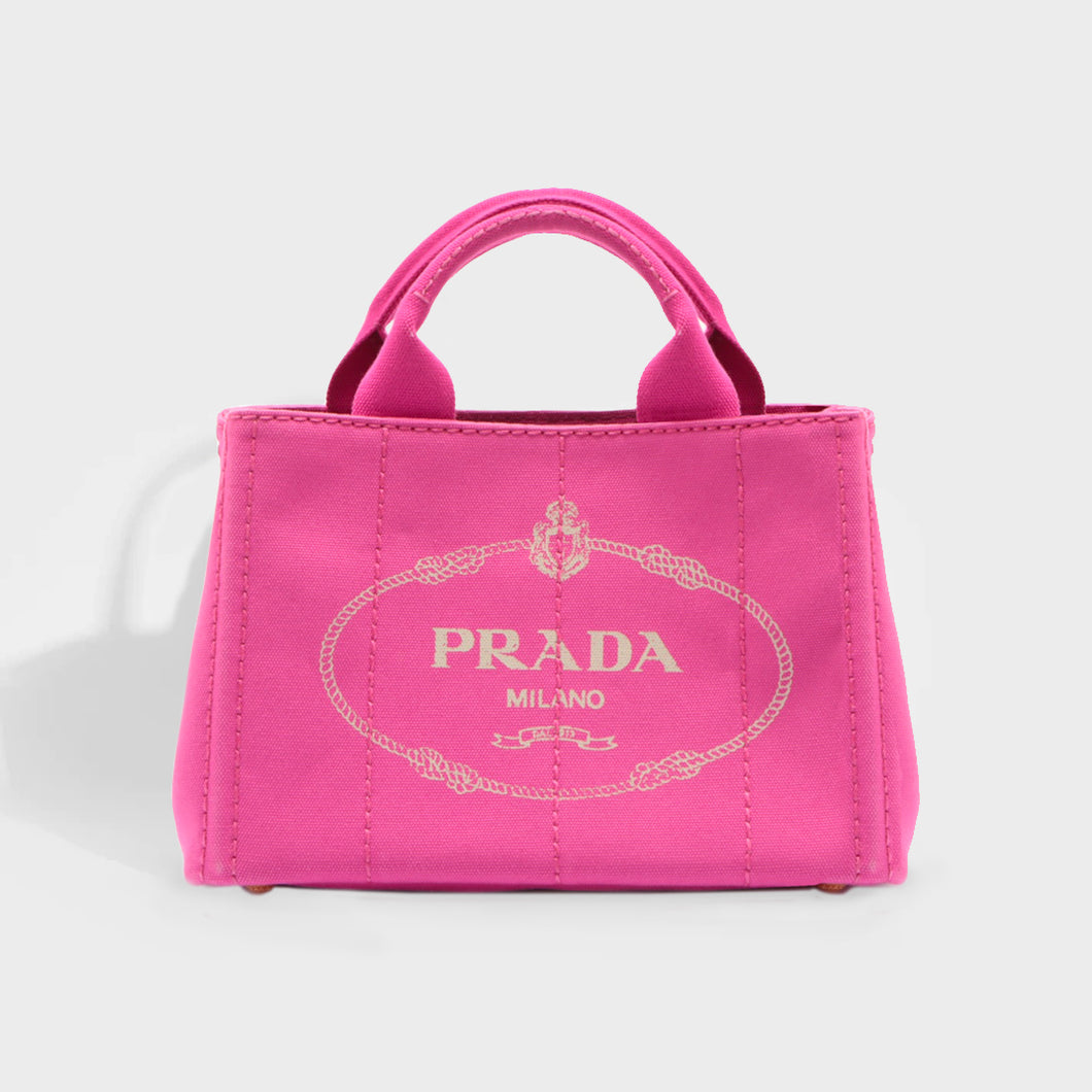 Prada pink shop canvas tote