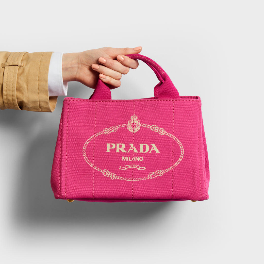 PRADA Logo Printed Tote Bag in Pink COCOON