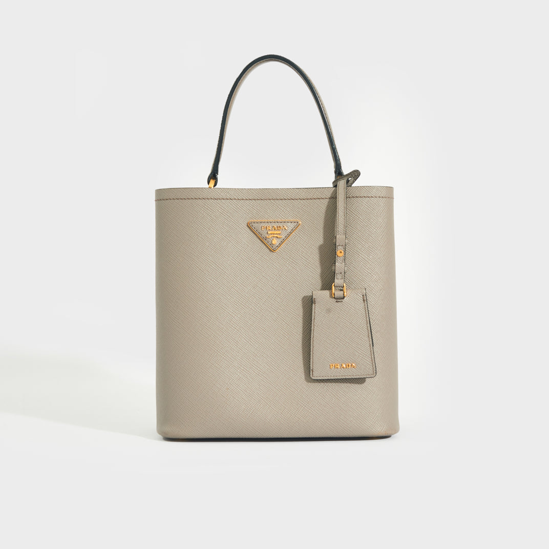 PRADA Panier Tote in Slate Saffiano Leather COCOON