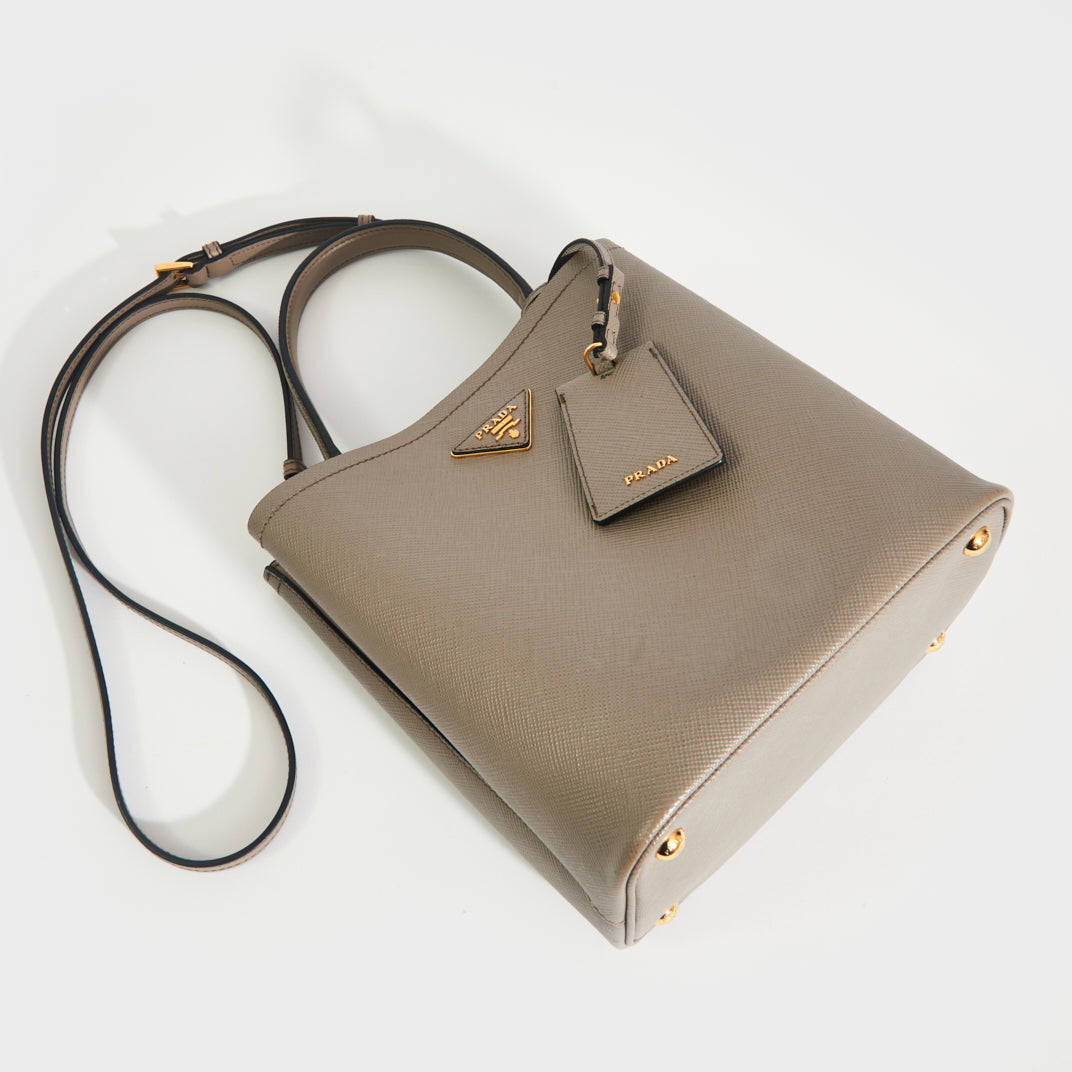 small saffiano leather prada panier bag