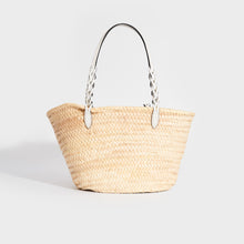Load image into Gallery viewer, Bac view of PRADA Natural Fibre and White Leather Basket