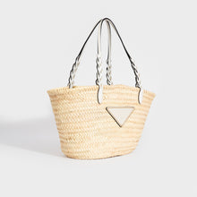 Load image into Gallery viewer, Side view of PRADA Natural Fibre and White Leather Basket