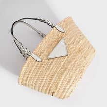 Load image into Gallery viewer, Flat shot of PRADA Natural Fibre and White Leather Basket