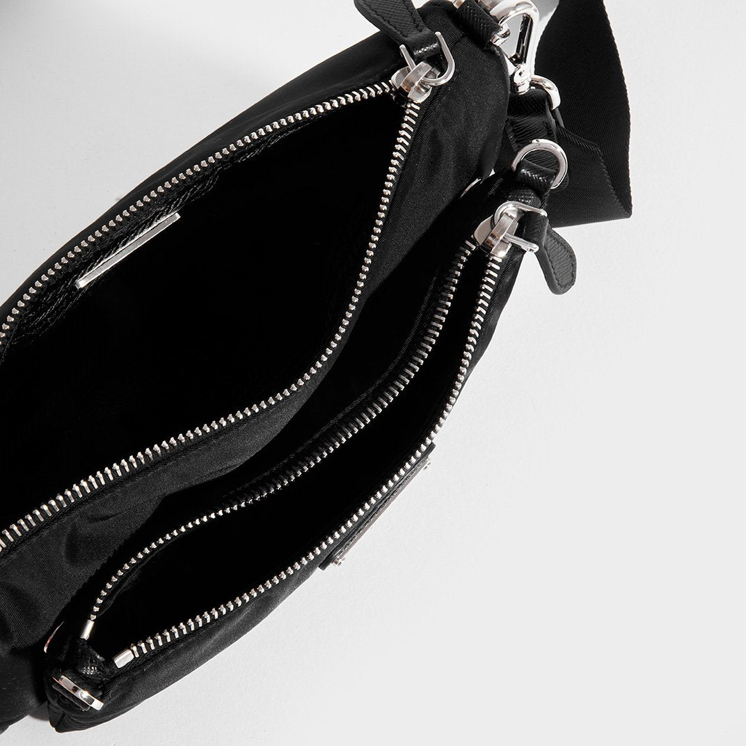 Inside view of PRADA Nylon Front Pocket Shoulder Bag