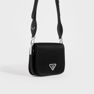 PRADA Nylon and Leather Shoulder Bag in Black