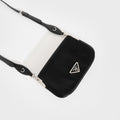 Nylon and Leather Shoulder Bag in Black