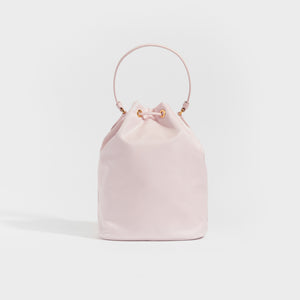 Back view of PRADA Nylon Top Handle Drawstring Bucket Bag Pink