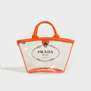 Prada Logo-print Clear Pvc Tote in Black