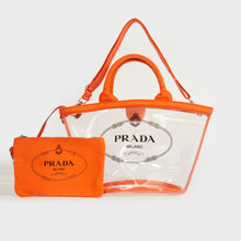 Load image into Gallery viewer, PRADA PVC Clear Logo-Print Tote in Clear/Orange