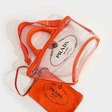 Load image into Gallery viewer, PRADA PVC Clear Logo-Print Tote in Clear/Orange