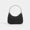 PRADA Ruched Hobo Bag in Black Nylon Back View