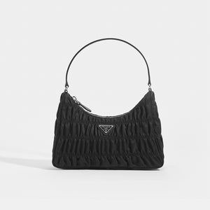 PRADA Re-edition 2000 Hobo Bag in Ruched Black Nylon