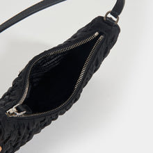 Load image into Gallery viewer, PRADA Ruched Hobo Bag in Black Nylon Inside View