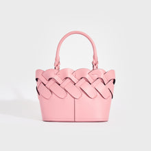Load image into Gallery viewer, Rear view of the PRADA Small Woven Leather Tote in Pink