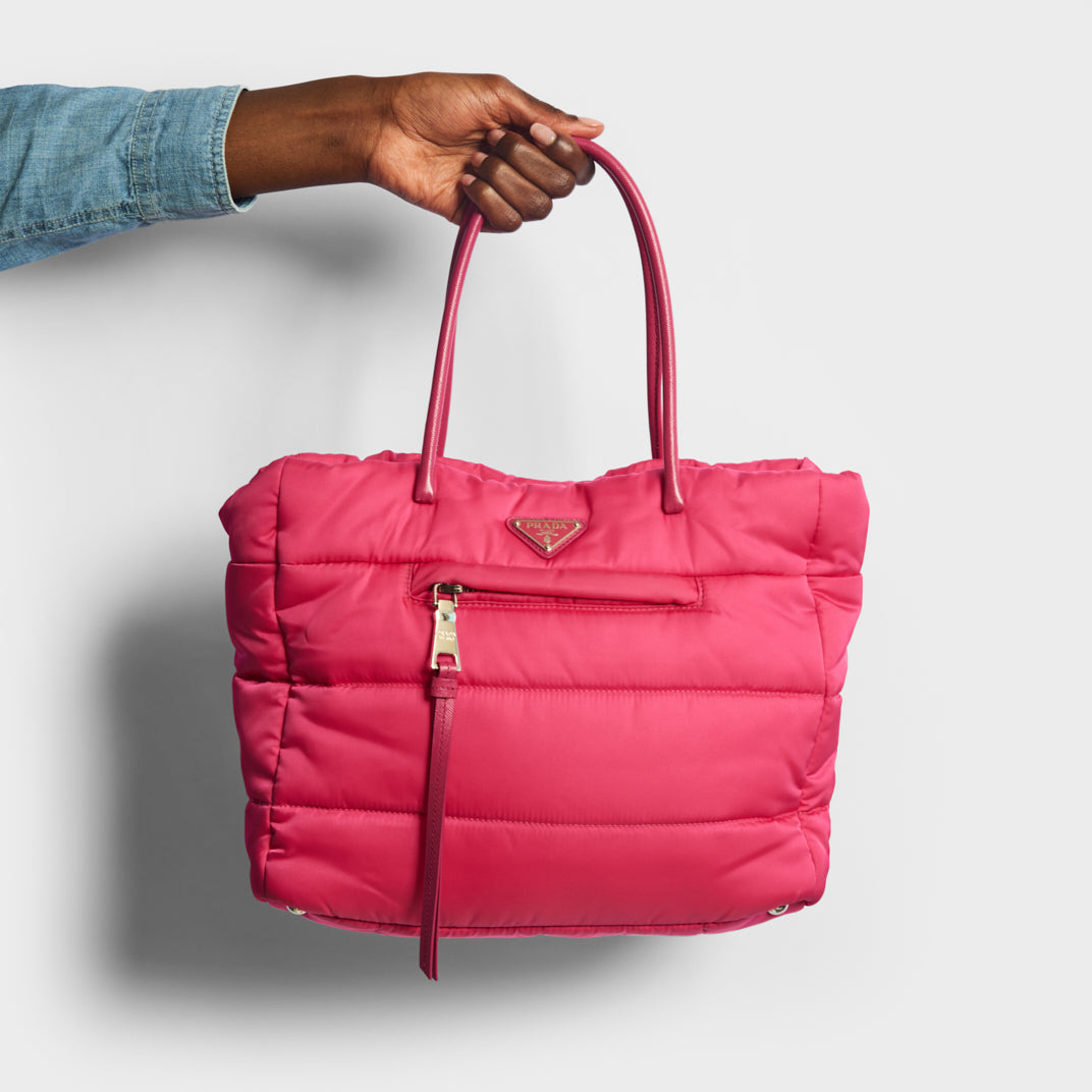 PRADA Tessuto Bomber Nylon Tote in Pink